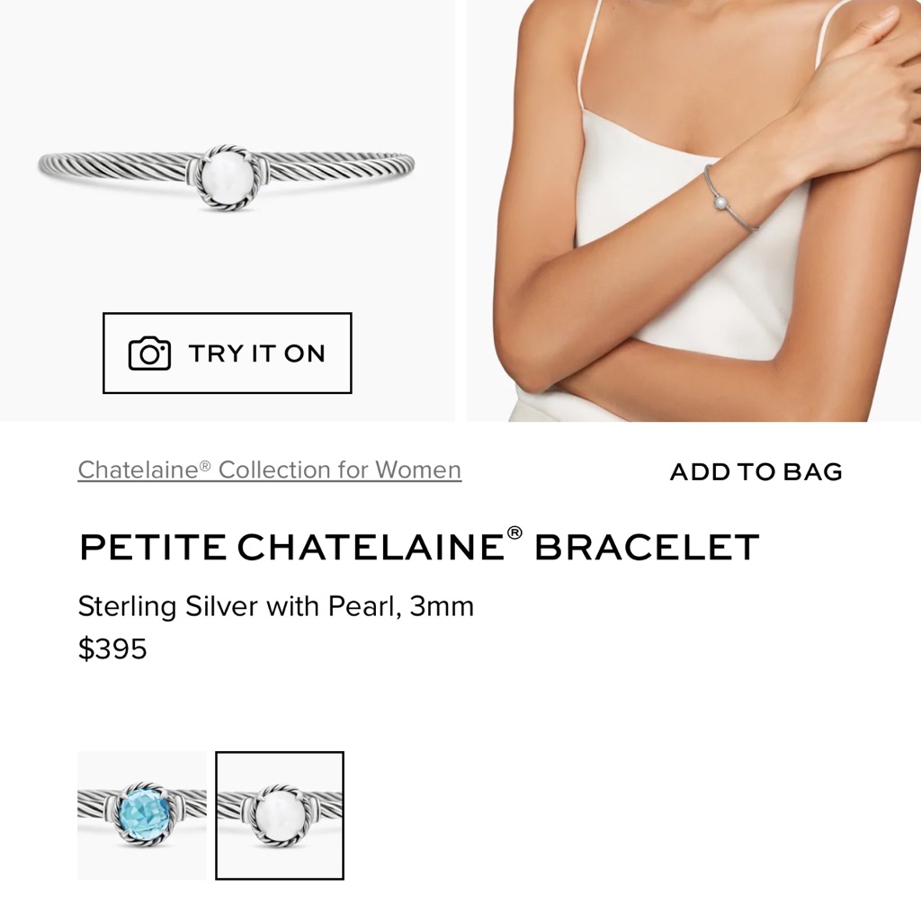 David Yurman Silver Bracelet With Pearl 295$